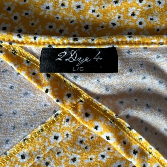 2 Dye 4 Yellow floral print summer dress with keyhole cut out back size L - Picture 12 of 14